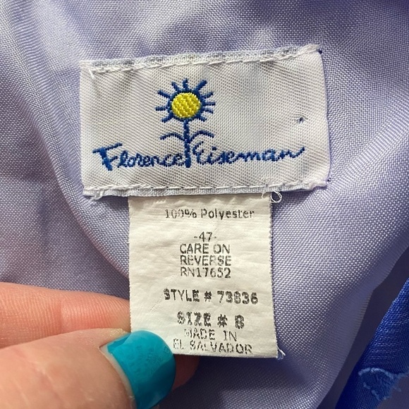 Florence Eiseman Periwinkle Purple Animal Print Appliqué Ruffle Chiffon Dress - Picture 15 of 15